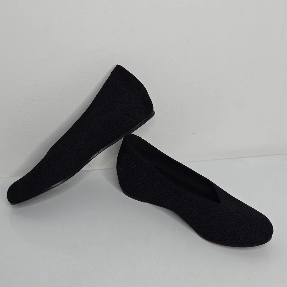 Eileen Fisher Ballet Flats‎ 6.5 Black Woven Knit Stretch Mesh Minimalist Shoes
